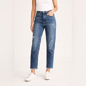 Abercrombie & Fitch Curve Love High Rise Mom Jeans 28 Long Raw Hem